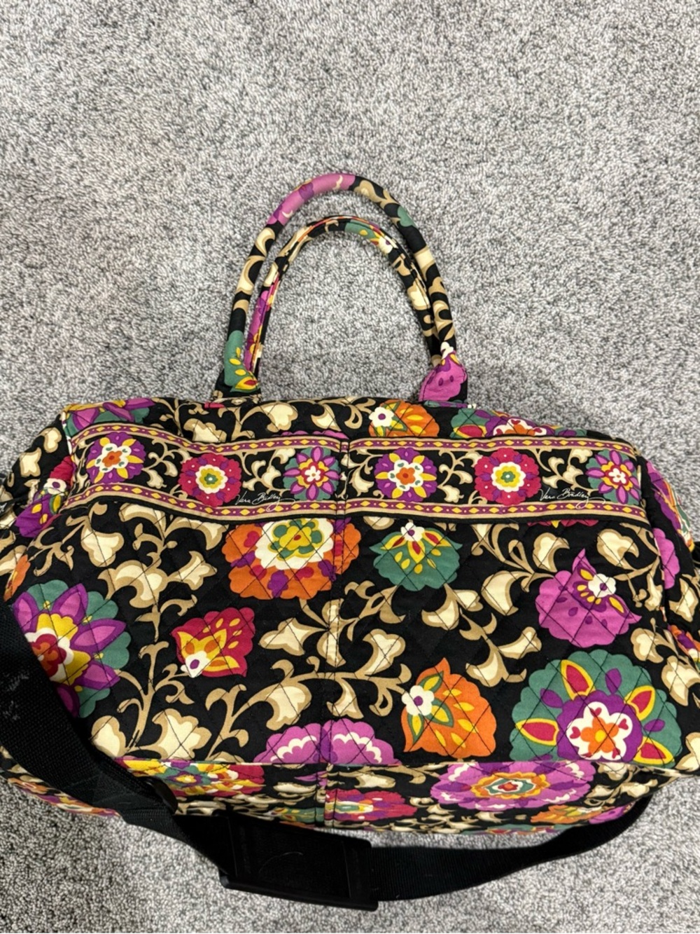 VERA BRADLEY Duffle Travel Bag Paisley Large Weekender Zip Close Shoulder Strap - Picture 5 of 13